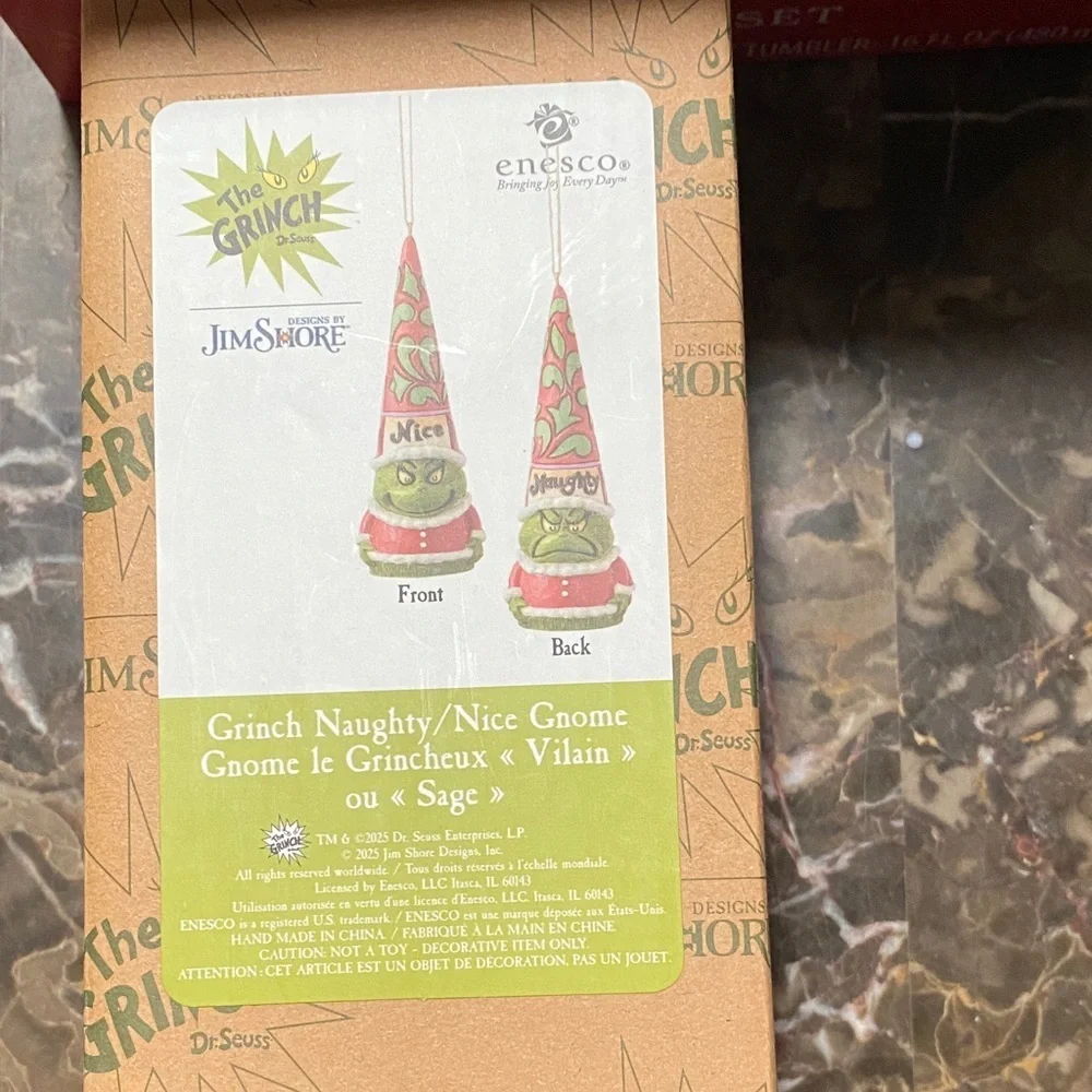 Jim Shore Grinch Ornament - Red and Green 2 sides naughty and nice!